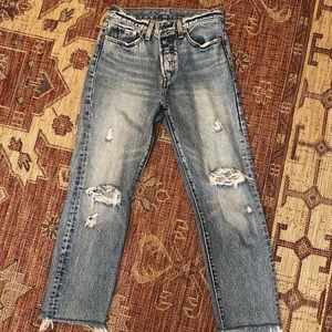 Women’s Levi’s distressed acid wash jeans